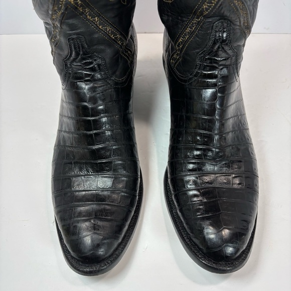 Lucchese Handmade Classic Crocodile Jones Black Embroidered Men 10.5 USA L 0311 - Picture 4 of 12